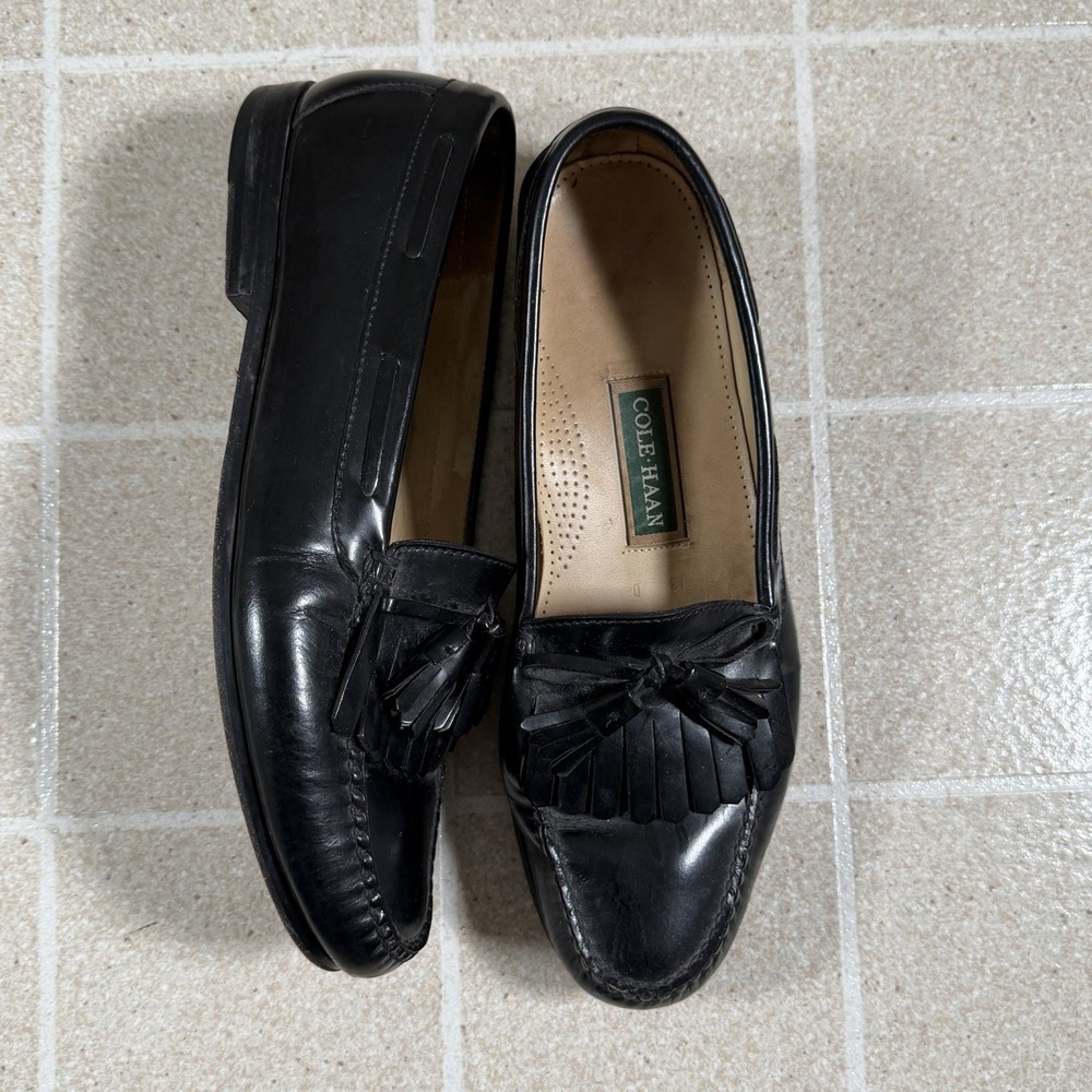 Cole Haan Vtg 80s 90s Green Tag Era Men 13 D Pinch Leather Kiltie Loafers Preppy